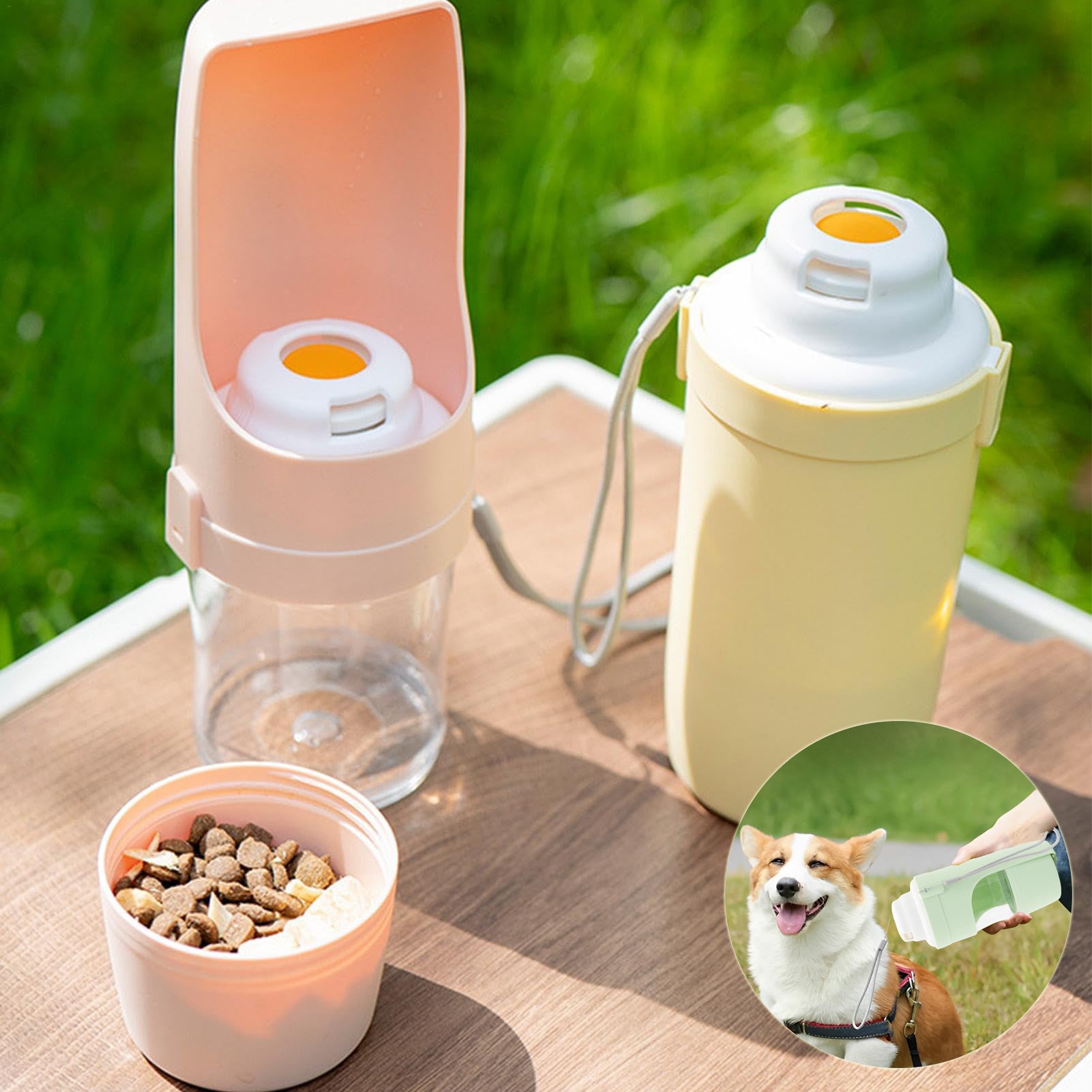 Houbli Reise-Wasserflasche für Hunde – 2-in-1 für Wasser & Futter